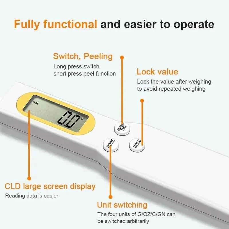 500G/0.1G Weight Measuring Spoon Portable LCD Digital Kitchen Scale Electronic Food Measuring Spoon Scale Kitchen Tool for Food